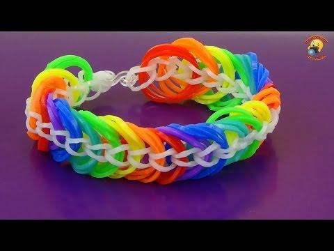 Браслет из резинок. Красивый и простой! Радугой / Loom Bands Weaving Bracelet